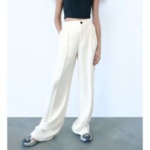Zara ecru full length pants size S nwt